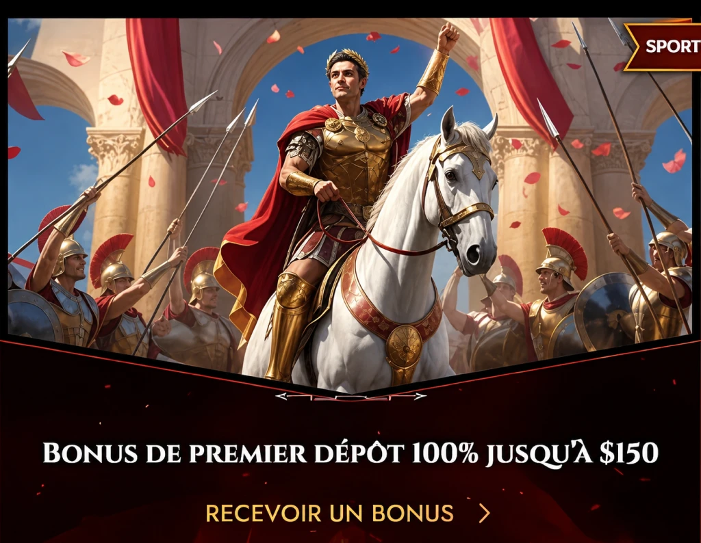 Chevalier romain sur un cheval blanc avec bonus premier dépôt jusqu'à $150